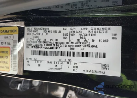 2022 Ford Ranger Xlt from USA, damaged, VIN 1FTER4FH9NLD00397